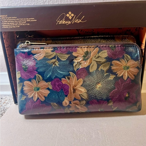 NWT Patricia Nash Leather Varone DOUBLE Zipper Wristlet/Clutch Peruvian … - Picture 8 of 8